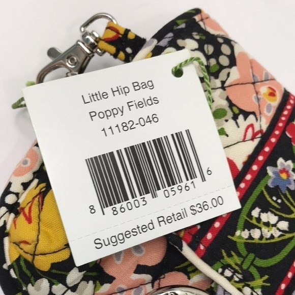 VERA BRADLEY Black Poppy Fields Little Hip Crossbody Bag - Picture 5 of 6